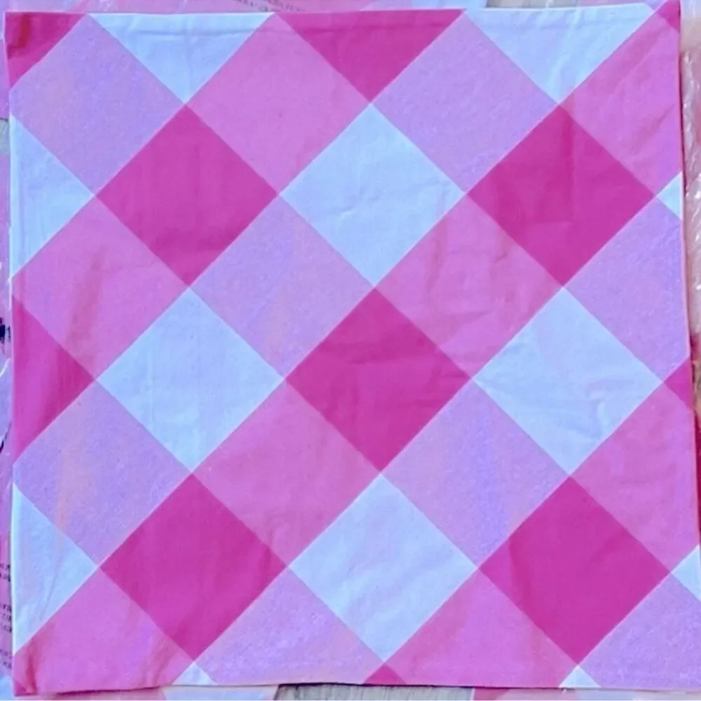 🆕 NWT PB Kids Pink Gingham Plaid Pillow cover Buffalo Check Square Pillow Cases